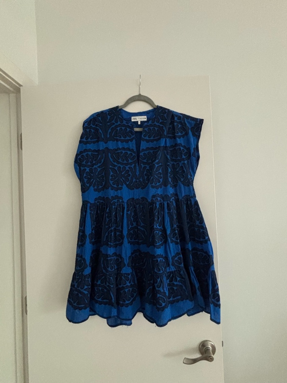 Zara Royal and Navy Blue Embroidered Jacket - Picture 2 of 3